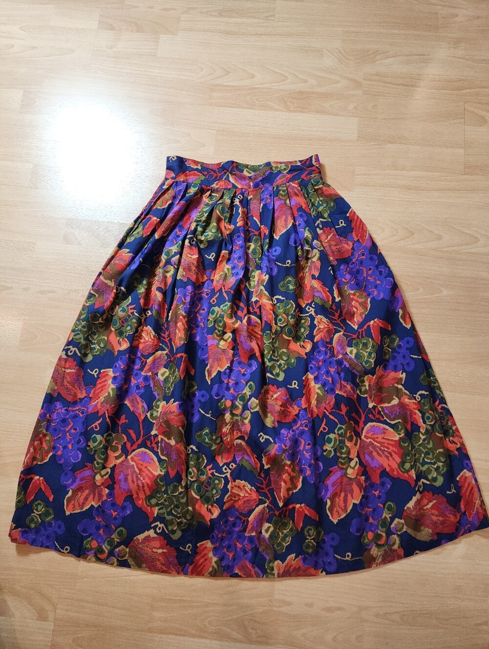 Vintage Rayon Multicolored Midi Maxi Skirt Pockets Size 12 Runs Small 6/8